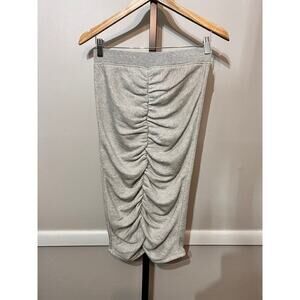 NWOT Joie Pencil Skirt Ruched Front Knee Length Knit Light Gray Womens Small